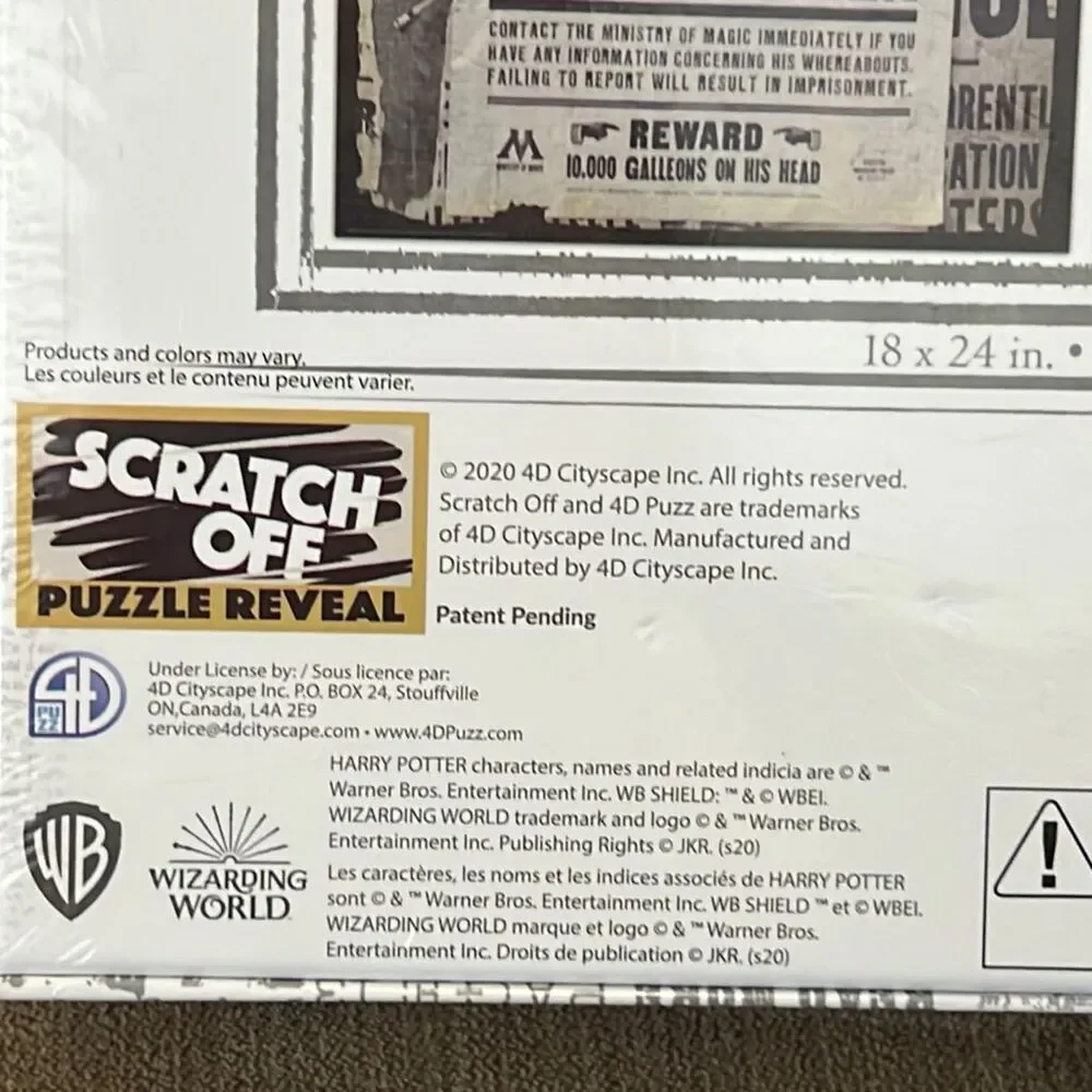 Harry Potter Wanted Poster 500 pc Scratch Off Puzzle NIB